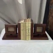 Pair of bookends, solid wood photo frames