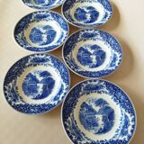 Assiettes creuses Royal Sphinx Maestricht P. Regout "Cambridge Old England" bleu & blanc