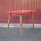 Vintage bistro table wooden table and red formica feet compass, kitchen, countryside