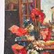 Wildflower bouquet, window with a view, oil on panel 1934