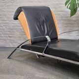 Black leather lounge chair futuro 3 by massimo iosa ghini for moroso - italy 1980's