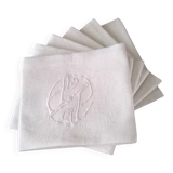 6 serviettes de table en coton damassé blanc monogrammées AP