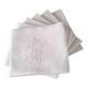 6 white damask cotton napkins monogrammed AP