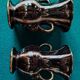Pair of Jasba Keramik vases – Germany – 1950s/60s – brown, black & gold