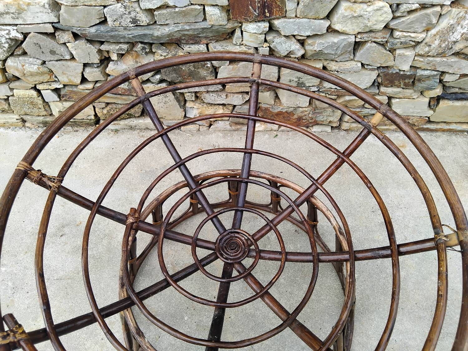 Set of 3 Vintage Rattan Half-Spherical Armchairs