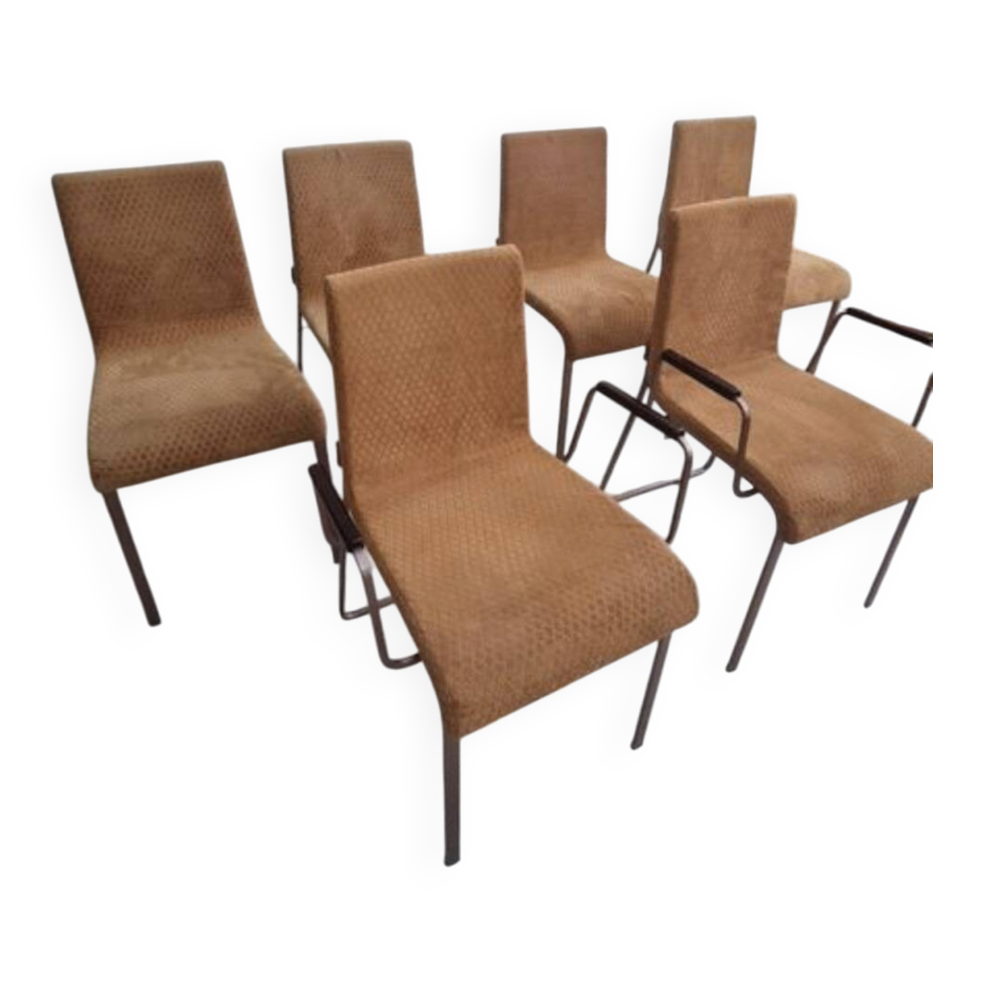 Set of 6 velvet chairs and armchairs
