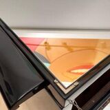 Art Deco Bar Cart in Black Lacquered Mahogany, Mirrored Glass & Chrome, France, 1930