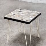 Mid-century side table with mosaic stone inlay, 1960's