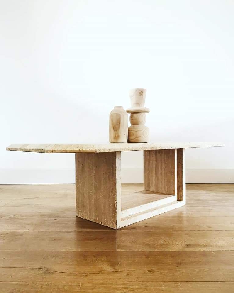 Travertine coffee table