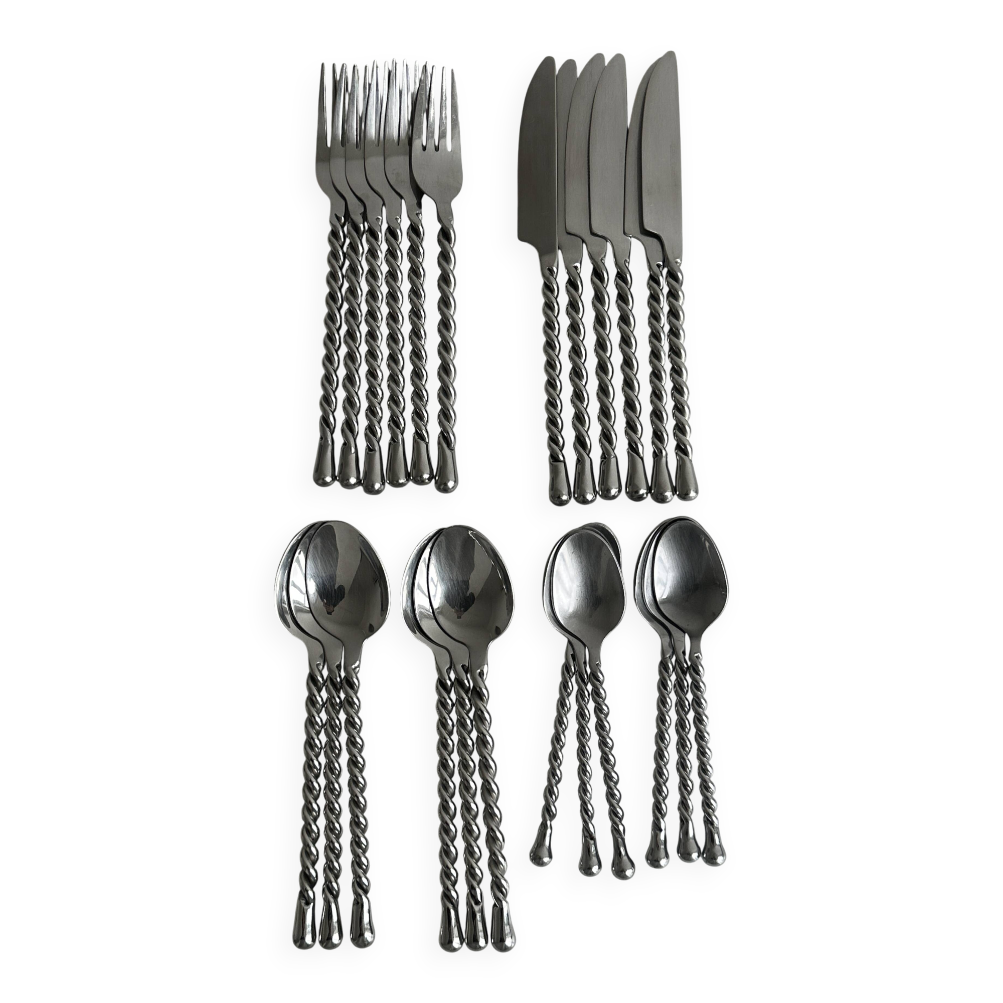 Vintage 24-piece twisted metal cutlery set