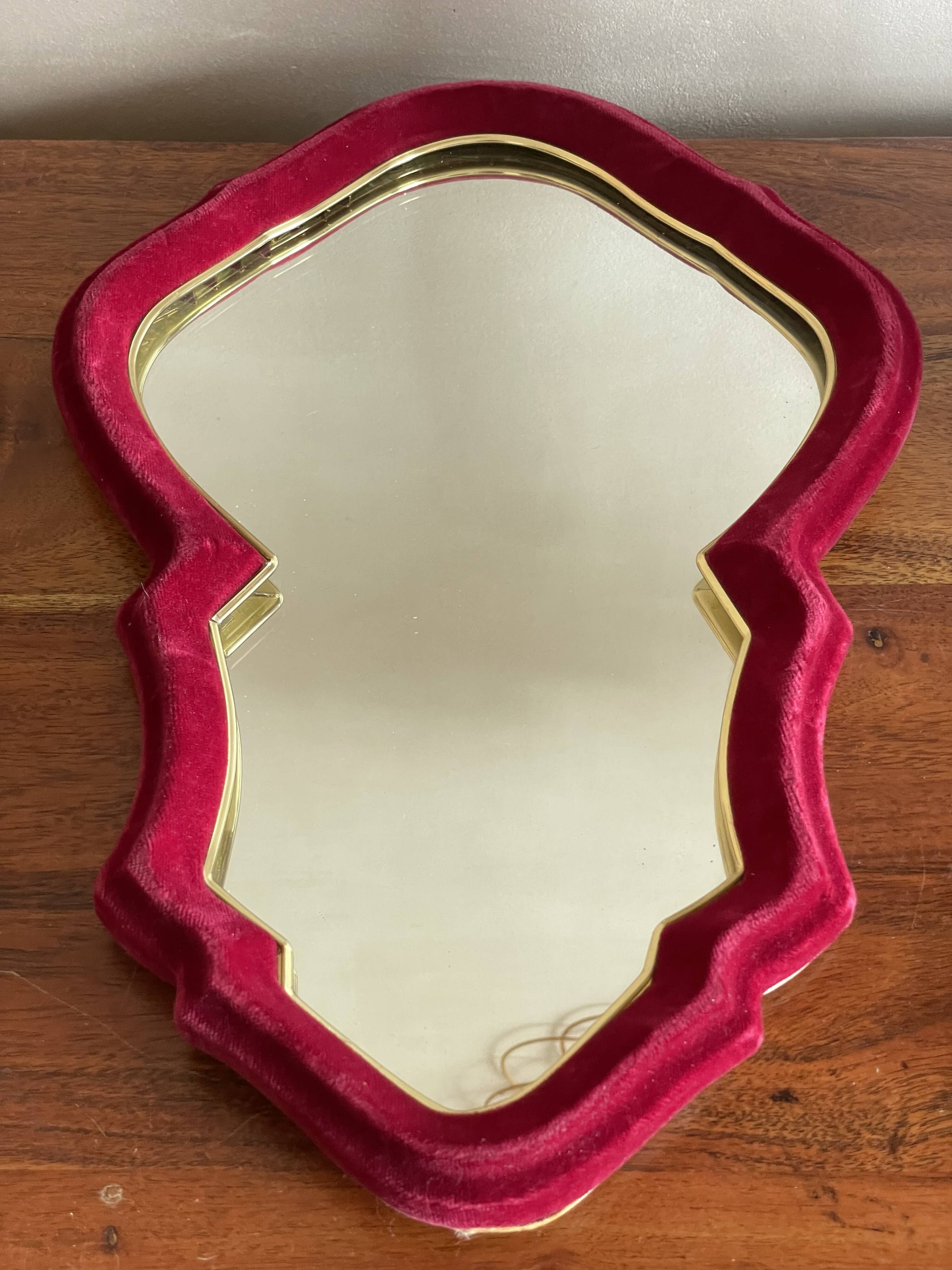 Red and gold felt mirror