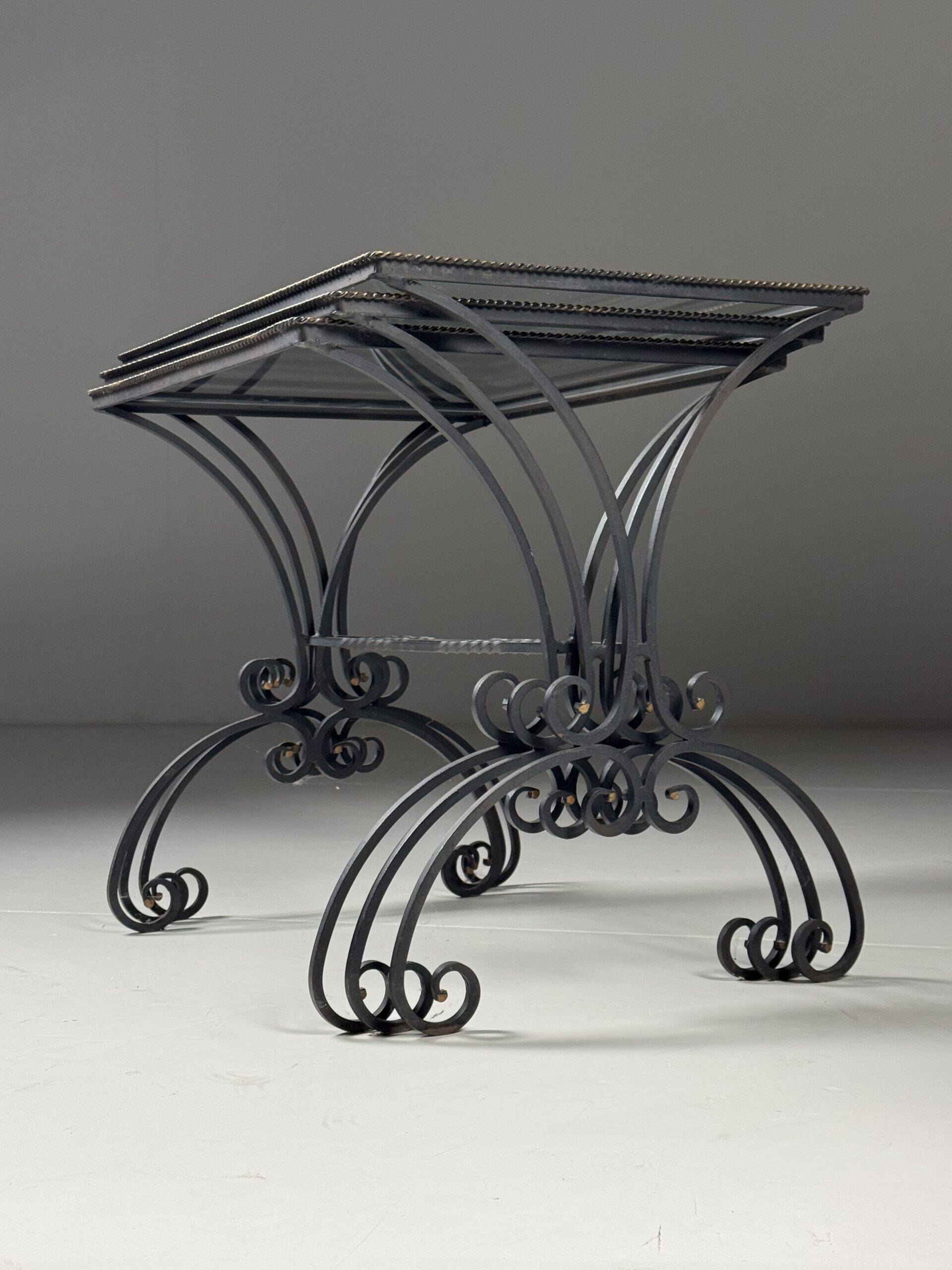 Set of 3 metal nesting tables 20th century