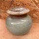Antique vintage grey beige glazed stoneware ball vase