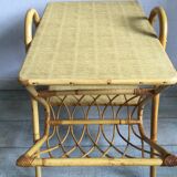 Rattan and bamboo coffee table 2 levels