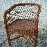 Children's basket chair in vintage braided wicker