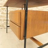 Modernist desk with suspended drawer unit, French work from the 1950s.