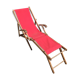 Former pliante long chair - wood foot rest - vintage red fabric