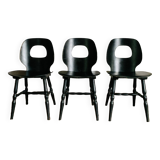 Set of 3 black Baumann eye model chairs