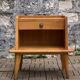 Solid oak compass feet bedside table 1950