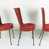 3 rattan and metal chairs 1950