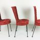 3 chaises en rotin et métal 1950