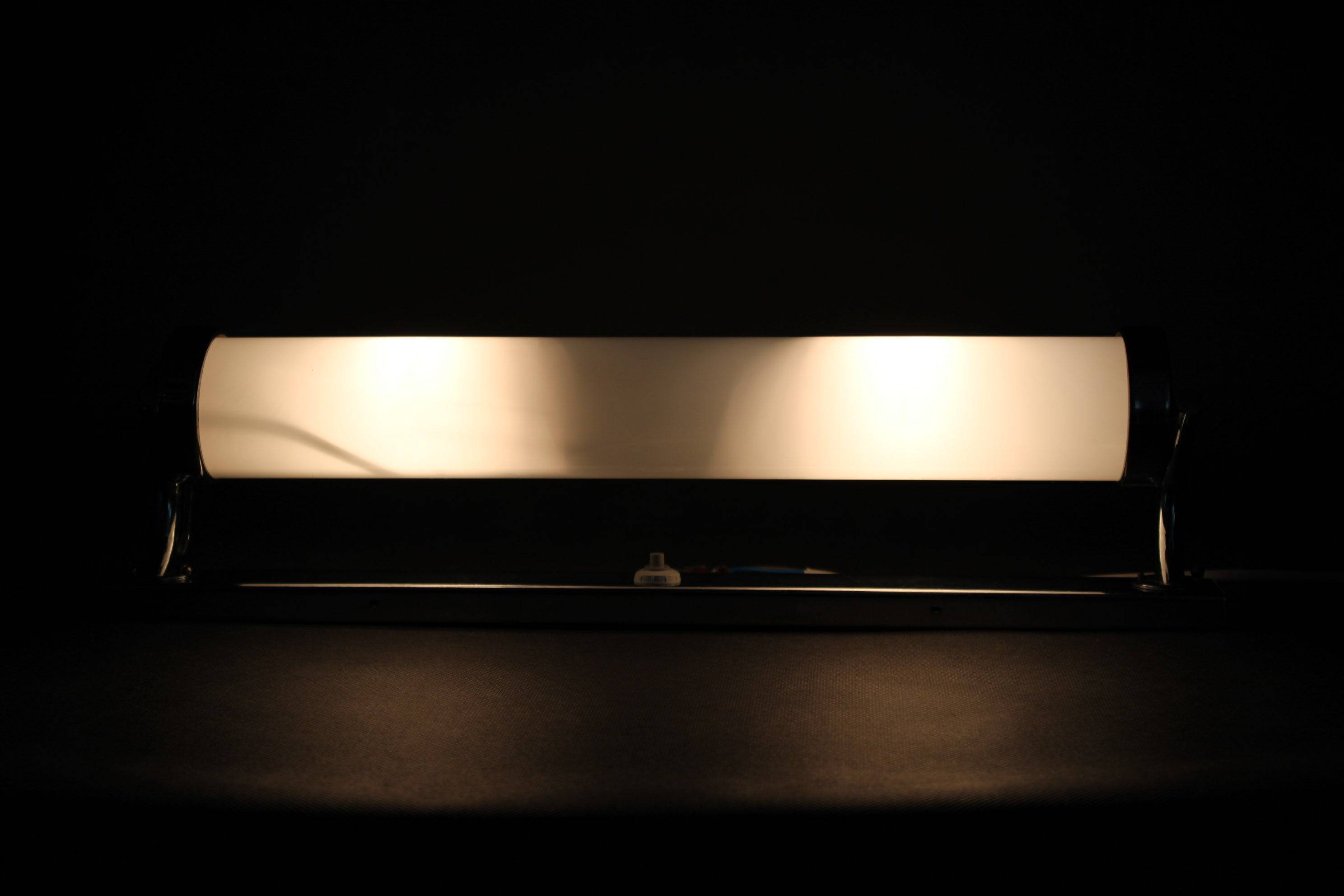 Czechoslovak Bauhaus Art Deco chrome tubular wall light with milk glass