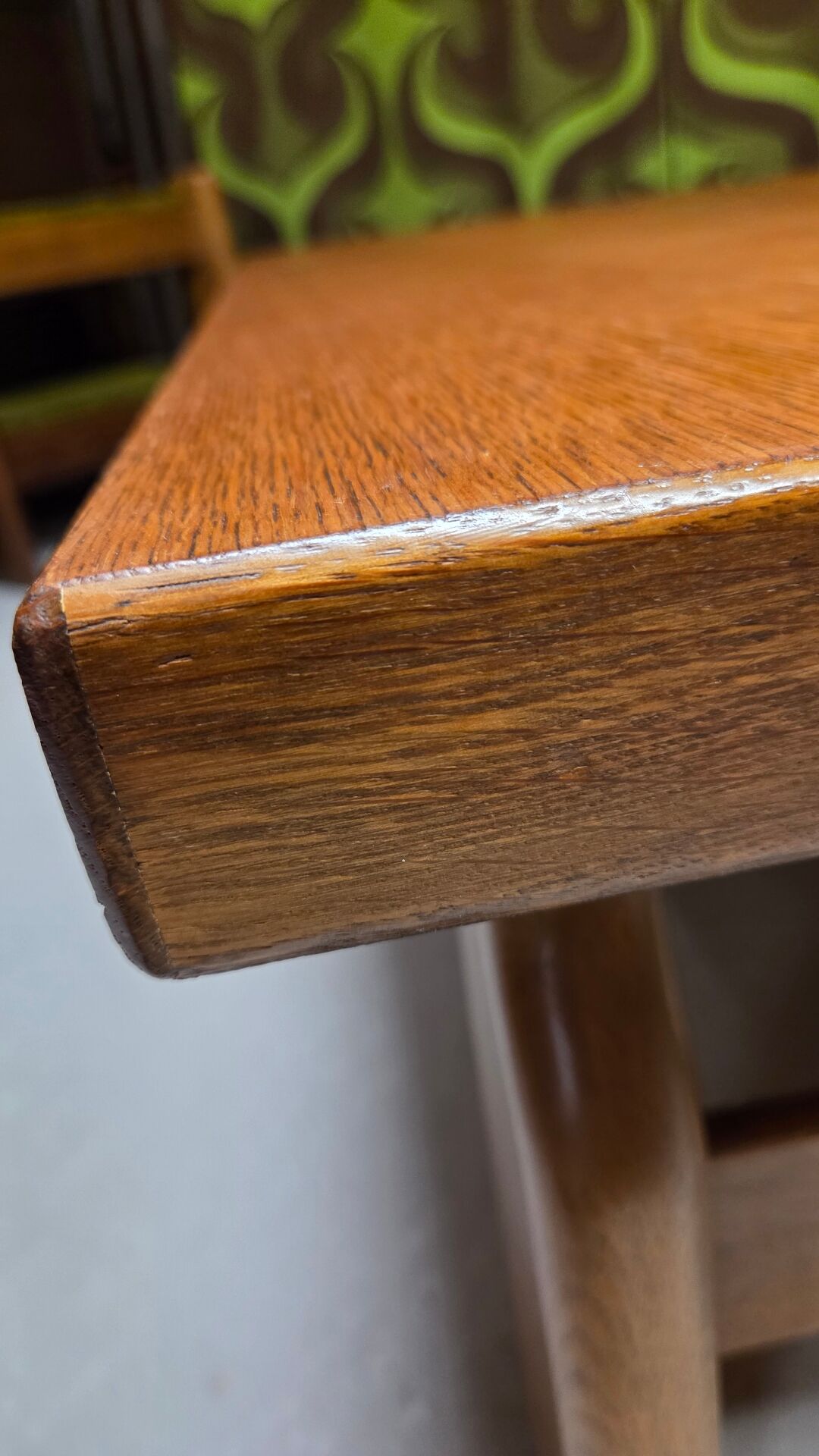 Brutalist coffee table oak 1970 vintage