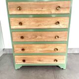 Chest of drawers oak 5 drawers 50s