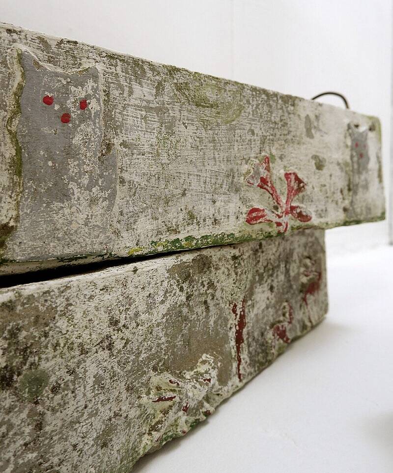 polychrome cement planters from Emile Taugourdeau's Zoological Garden - set of 4