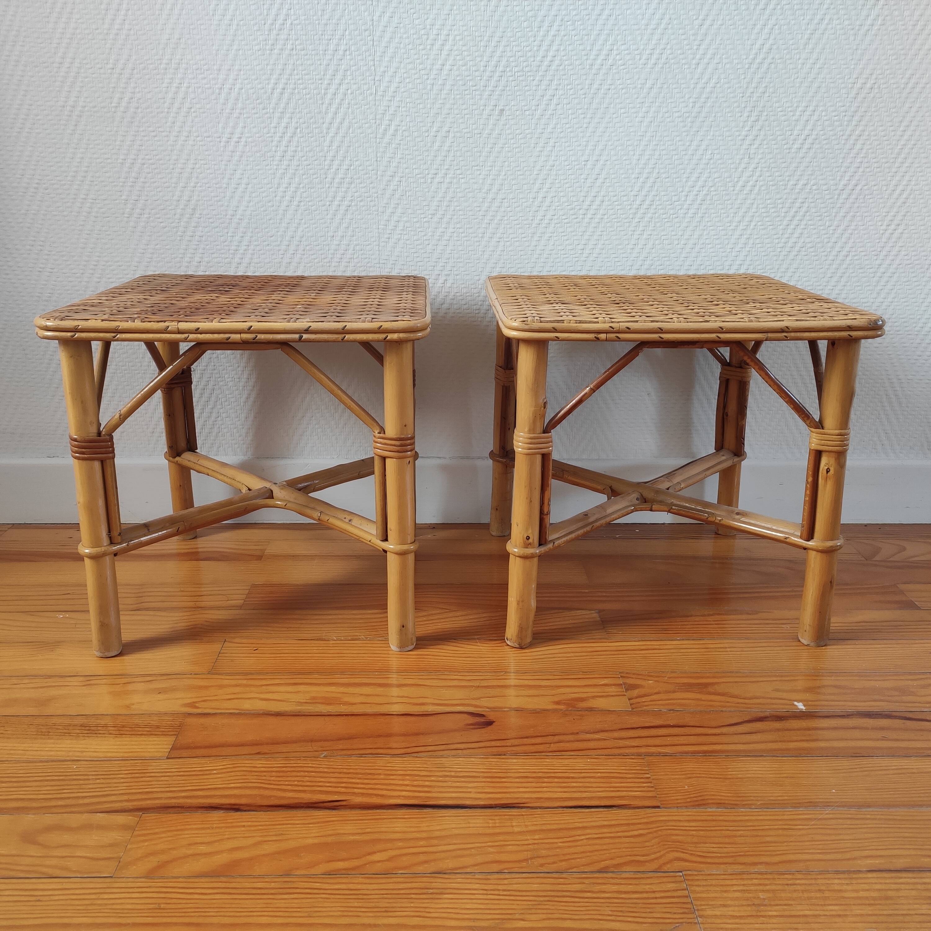 Rattan bedside tables