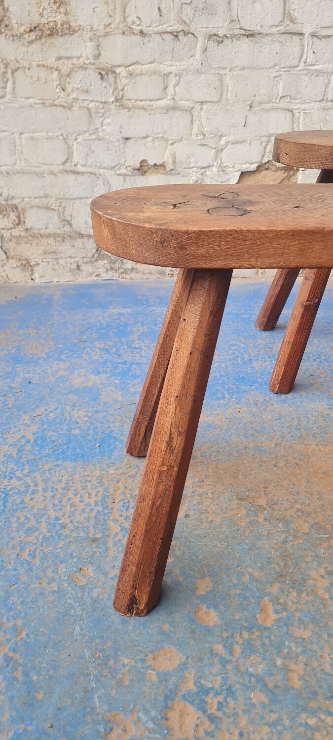 Pair of solid oak stools