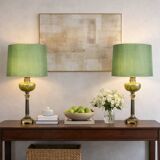 Vintage Pair of Table Lamps in a Classical Style with Decorative Bases and