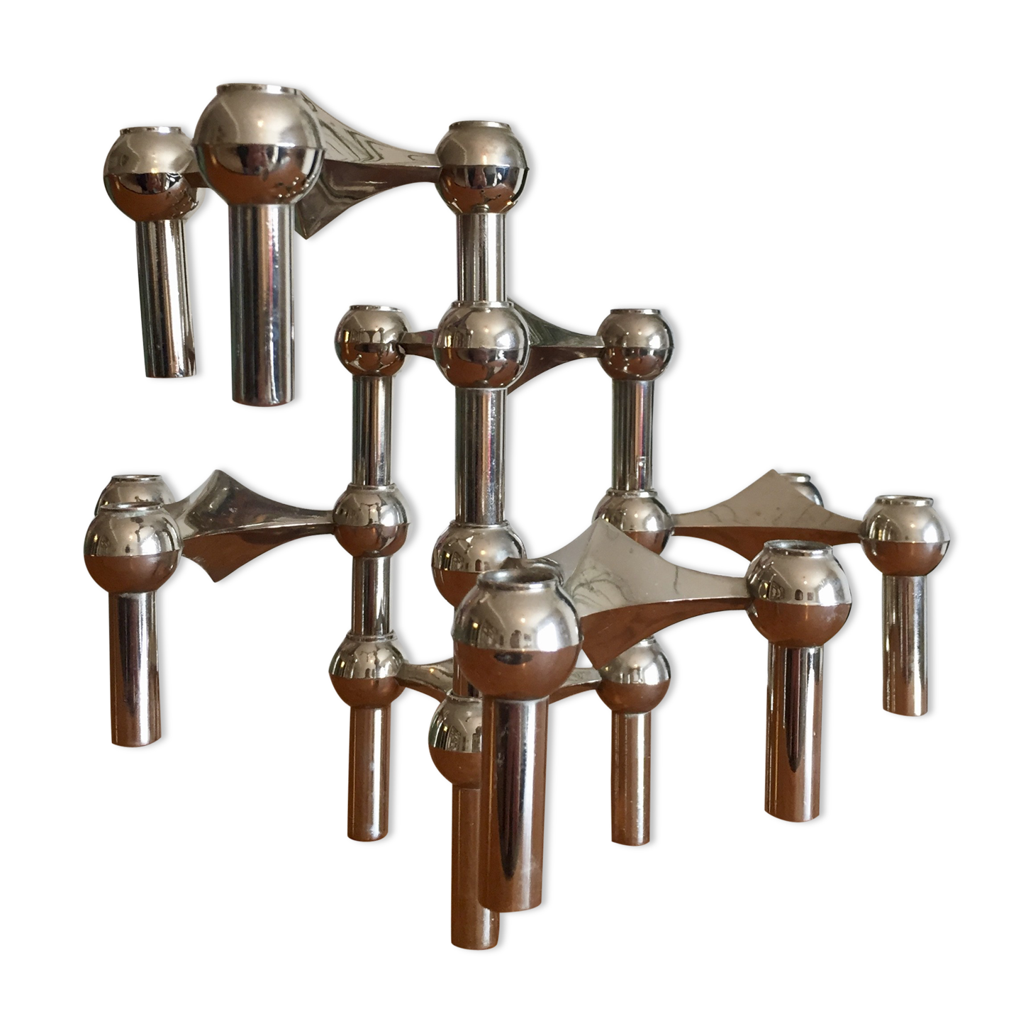Set of 6 Nagel Stoff candlesticks years 70