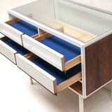 Vintage glass counter / desk with drawers made in the 1970s