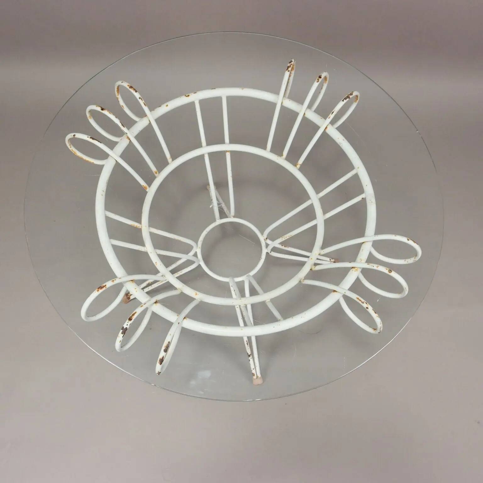 Vintage coffee table in wrought iron and glass, Italy, 1950s.