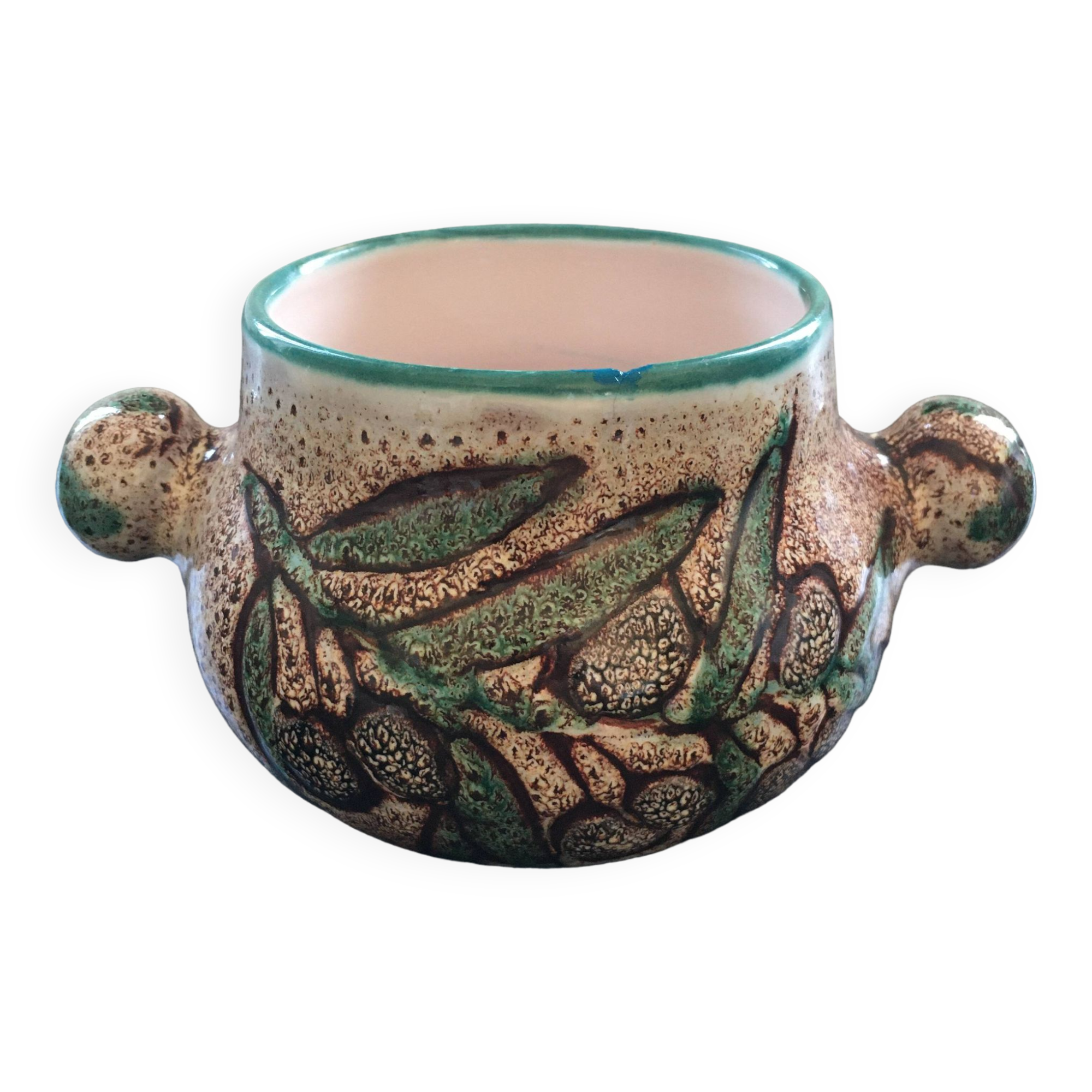 Pot signed Vallauris olive decor
