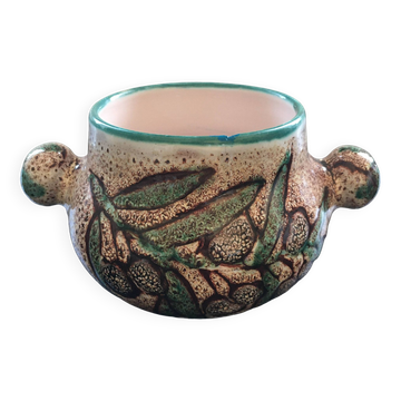 Pot signed Vallauris olive decoration