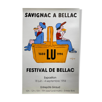 Original poster Exhibition "Savignac à Bellac" Biscuits Lu 44x66cm 1994