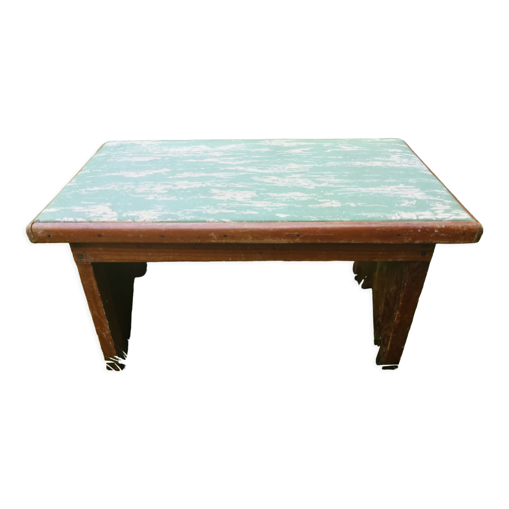 wooden stool on top skaï, vintage