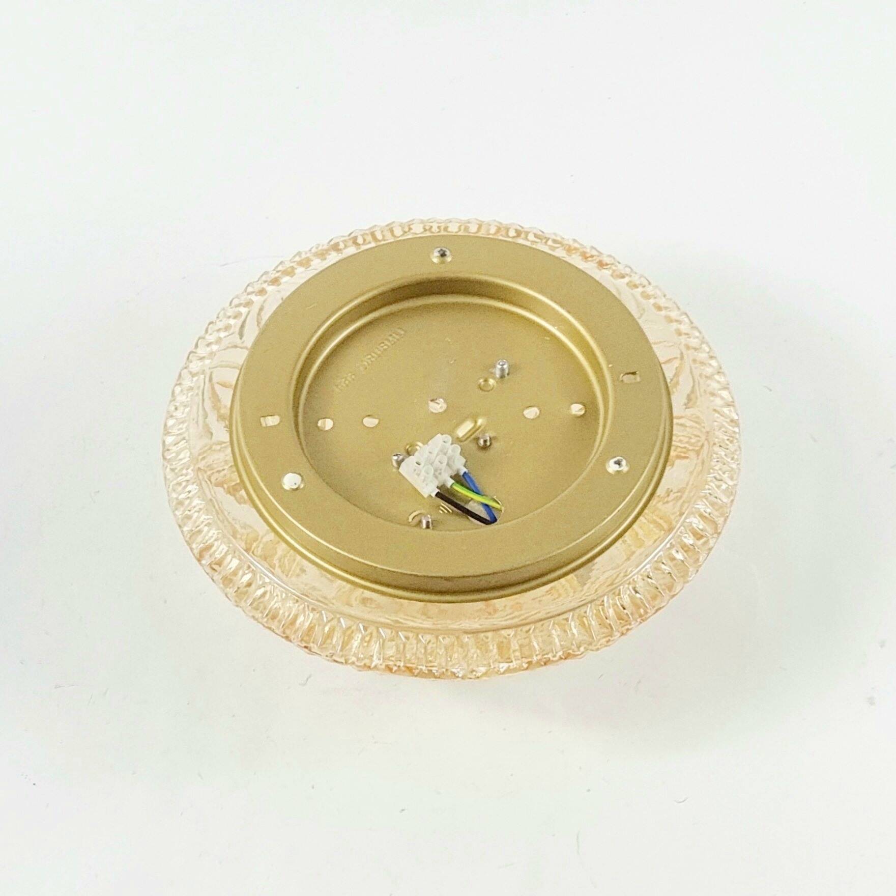 Vintage Geometric Amber Glass Wall Light or Ceiling Light - Limburg, 1960s