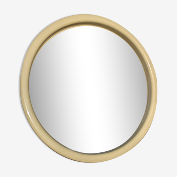 Miroir vintage 70 rond plastique blanc écru