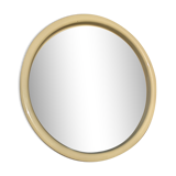 Vintage mirror 70 round white ecru plastic