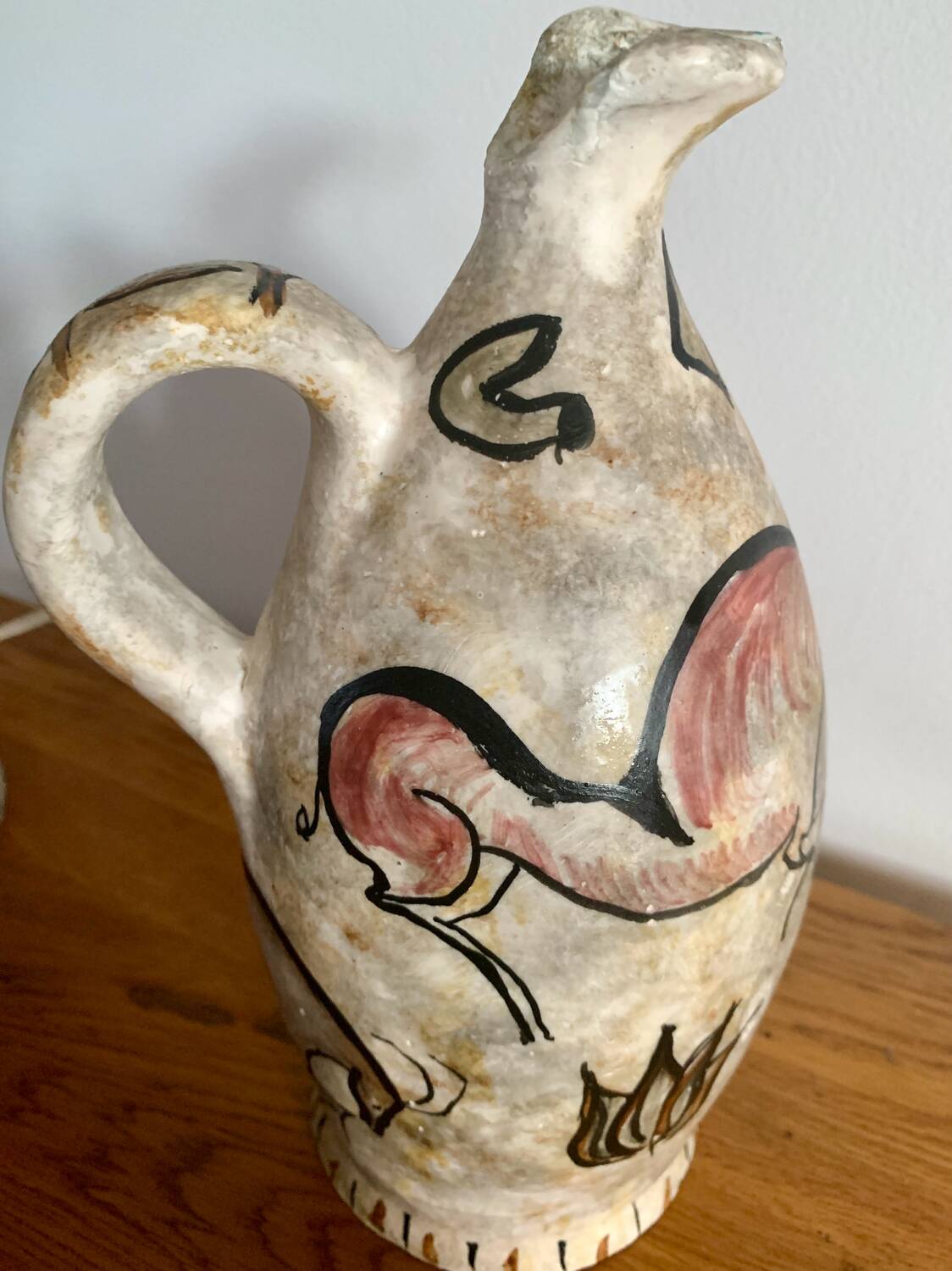 Antique stoneware pitcher – animal rock decoration – around 1900 – Puis style