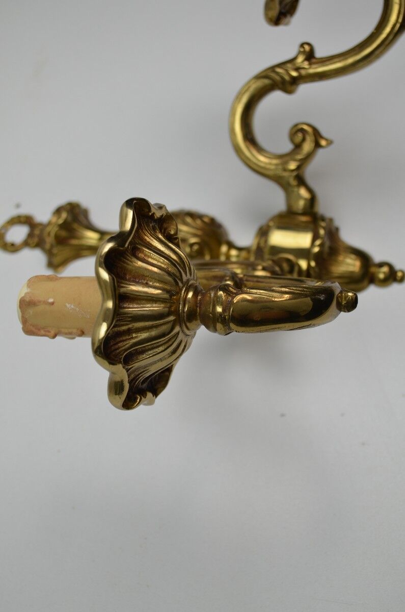 Pair of wall lamps with two lights in Louis XV style bronze