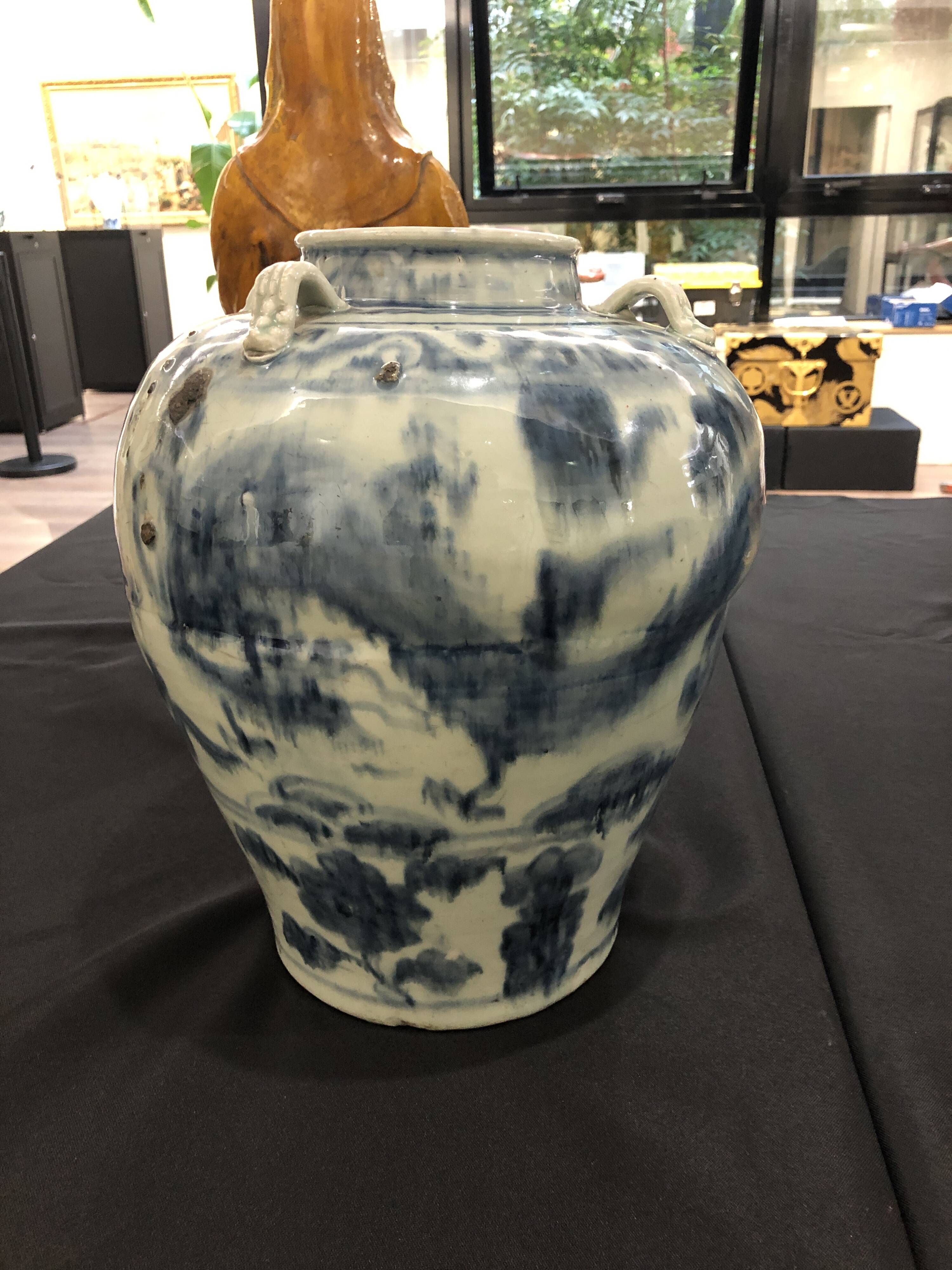 Ming vase in blue and white porcelain