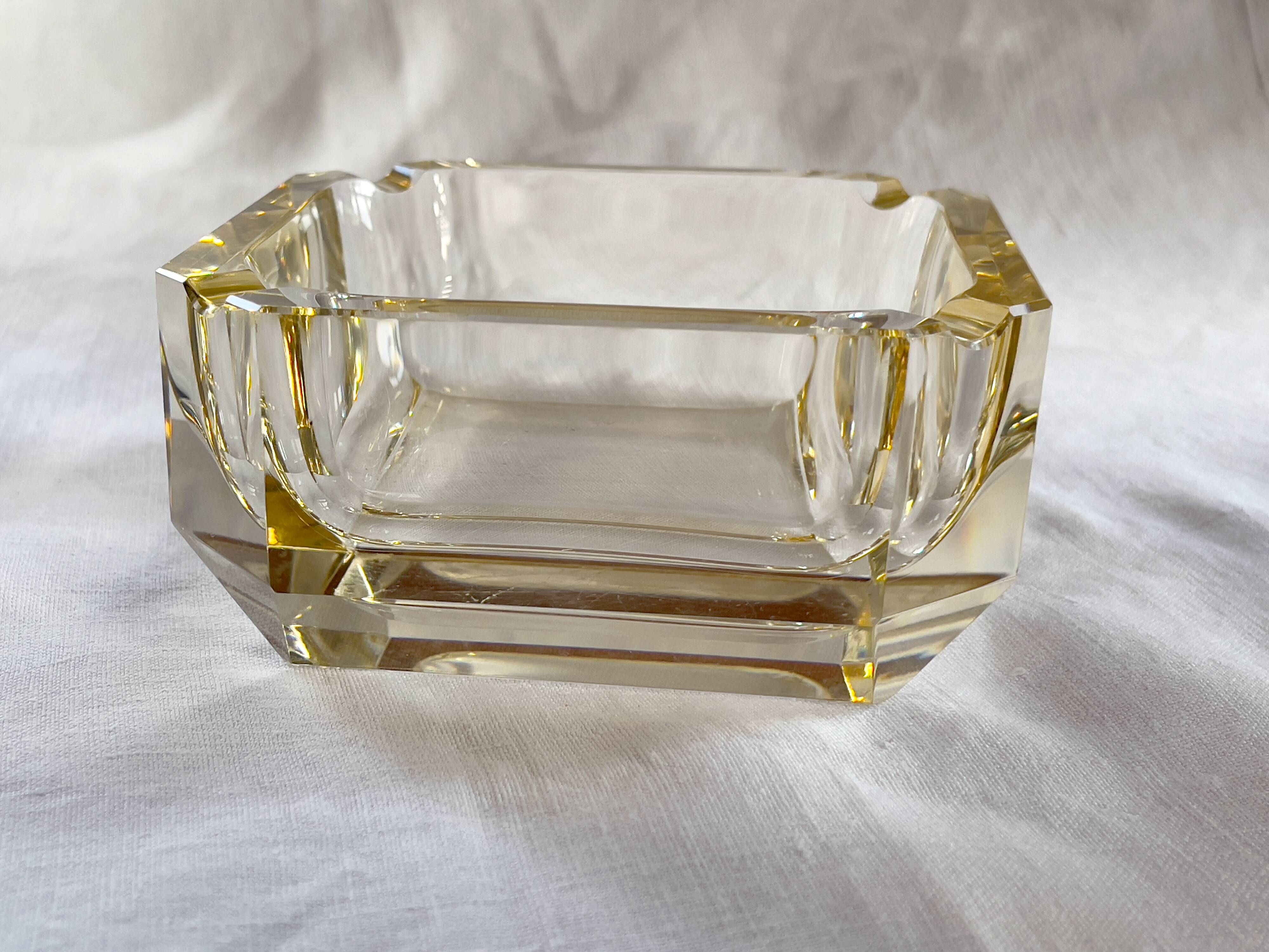 Baccarat Art Deco crystal square ashtray