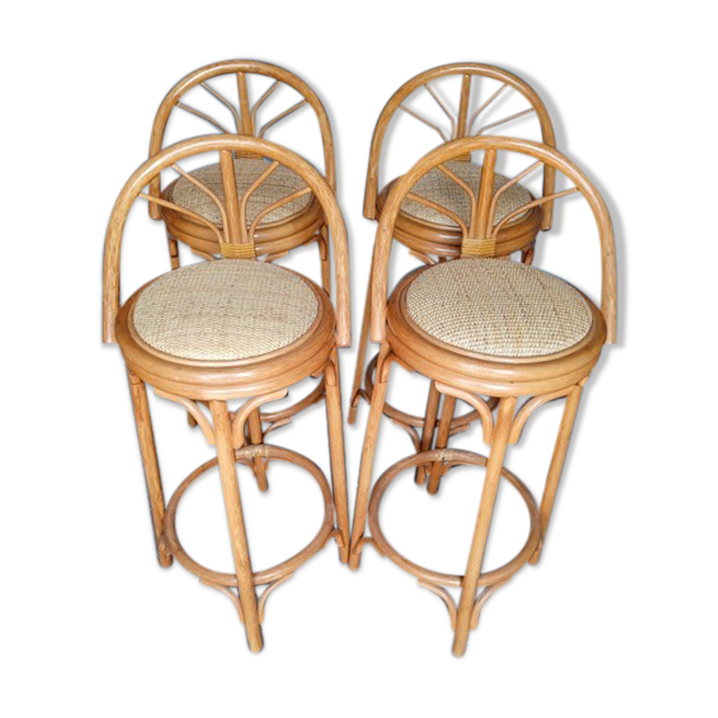 4 high bar stools in rattan vintage ep 1980