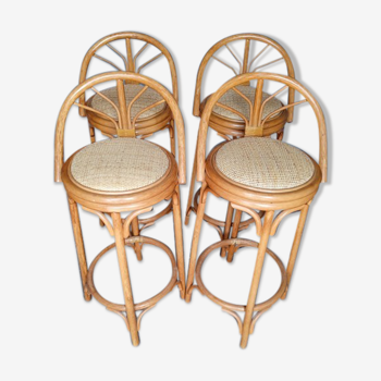 4 high bar stools in rattan vintage ep 1980