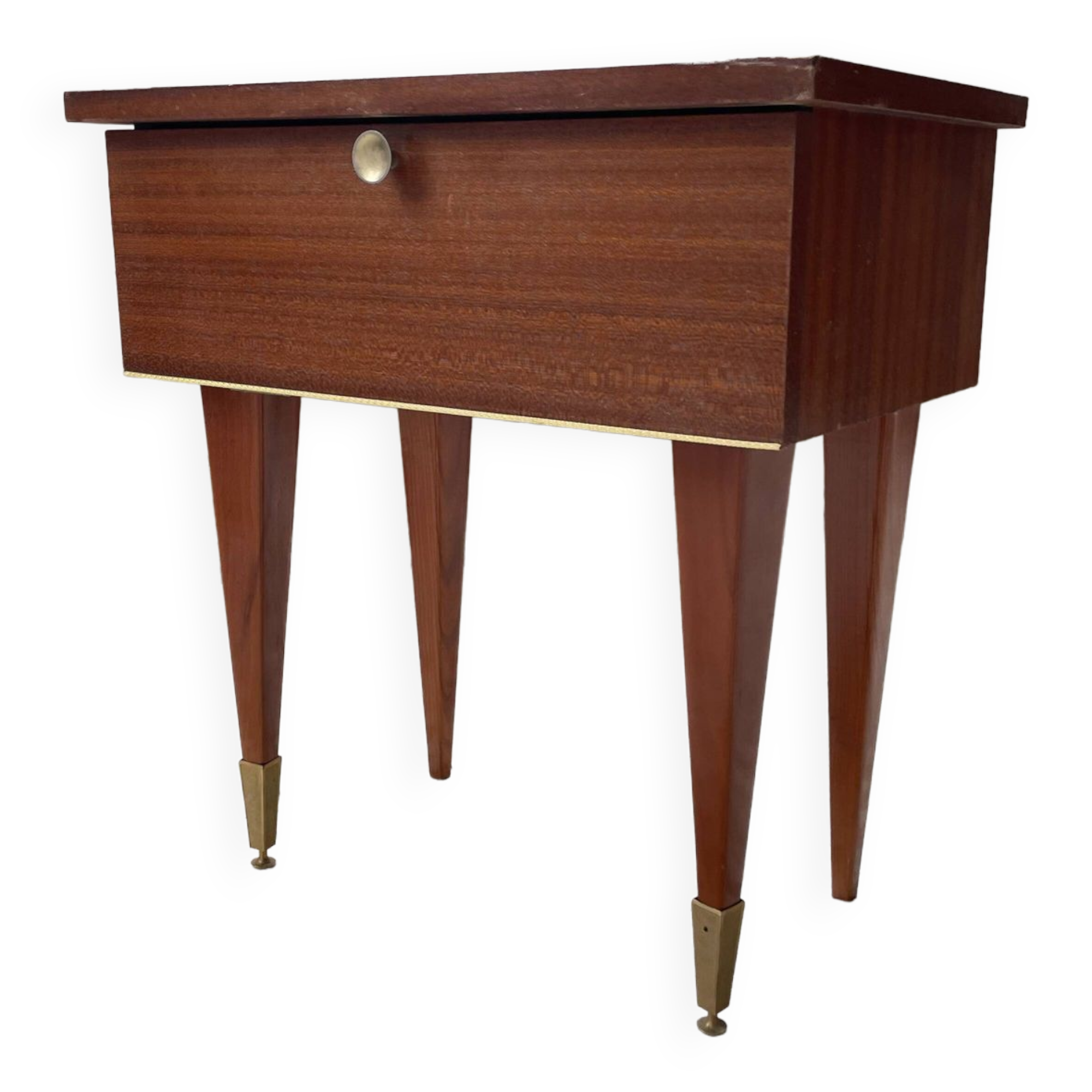 Vintage mahogany veneer bedside table