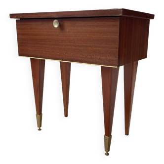 Vintage mahogany veneer bedside table